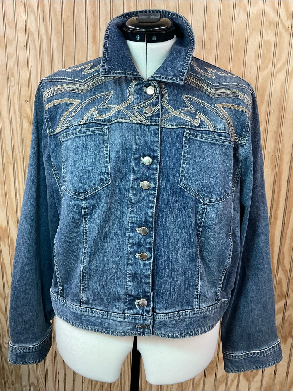 Chico's Denim Jacket with Embroidered Yoke